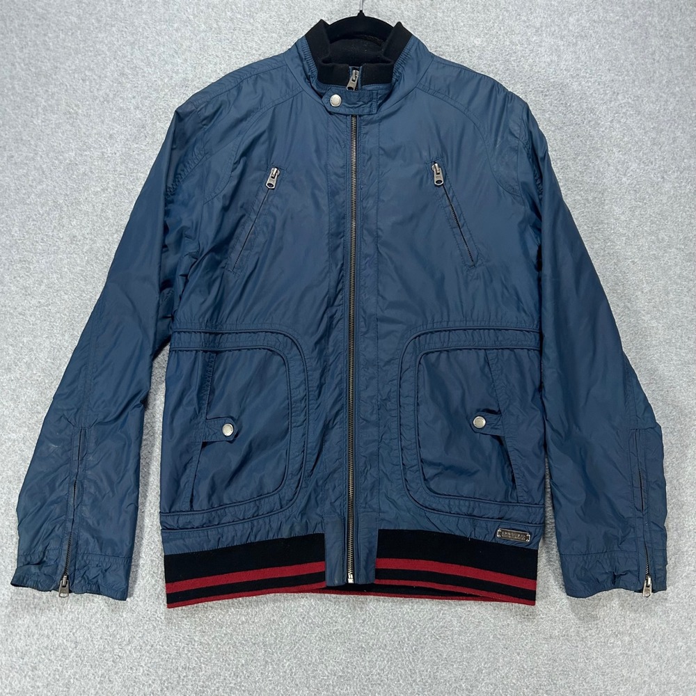 Buffalo David Bitton Bomber Jacket Mens XL Blue Nylon Streetwear Urban